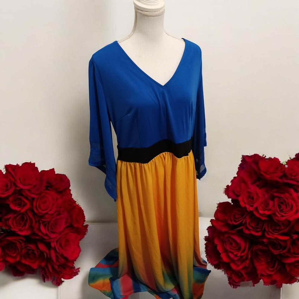 Colorful V-Neck Women's Dress